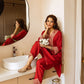 Red Embroidered Coord Set for women