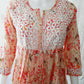Bloom Printed Peach Cotton Mulmul Chikankari Short Kurti