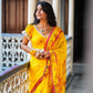 Turmeric Yellow Lotus Handloom Cotton Saree