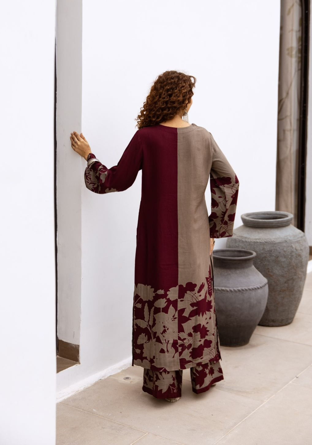 STORI Grey & Red Coord Set for Women