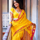 Turmeric Yellow Lotus Handloom Cotton Saree