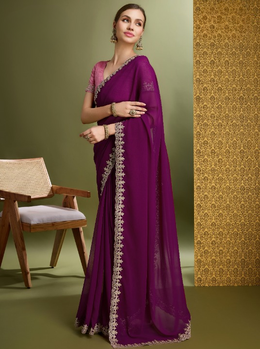 Buy Purple Partywear Sarees Online at STORI