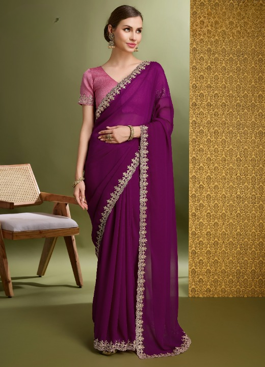 Buy Purple Partywear Sarees Online at STORI