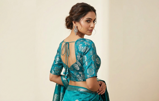 Shimmer Jacquard Silk Designer Blouse
