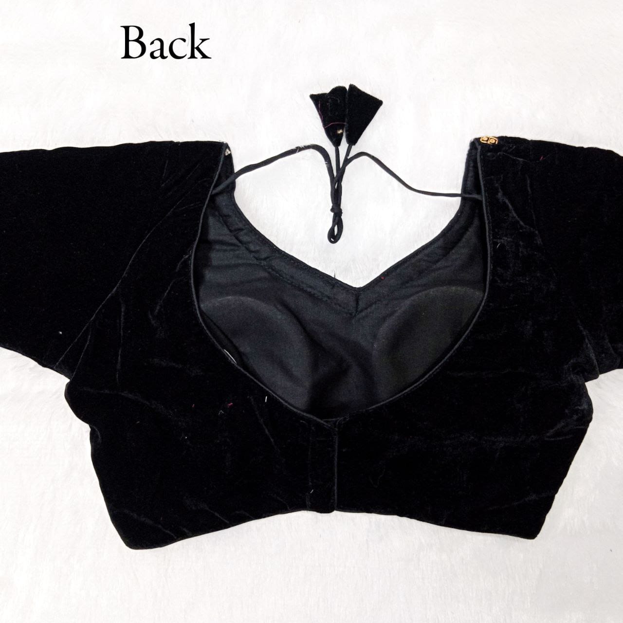 V-Neck Soft Velvet Designer Blouse