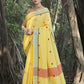 Royal Yellow Zari Woven Border Linen Saree