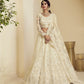 Ivory White Heavy Embroidered Net Lehenga