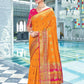 Orange & Pink Handloom Weaved Cotton Saree