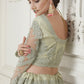 Pista Green Heavy Embroidered Net Lehenga