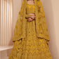 Turmeric Yellow Heavy Embroidered Net Lehenga