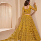 Turmeric Yellow Heavy Embroidered Net Lehenga