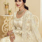 Ivory White Heavy Embroidered Net Lehenga