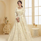 Ivory White Heavy Embroidered Net Lehenga