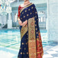 Navy Blue Handloom Weaved Cotton Saree