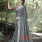 Ash Grey Zari Woven Border Linen Saree