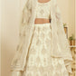 Cream White Heavy Embroidered Net Lehenga