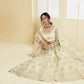 Cream White Heavy Embroidered Net Lehenga