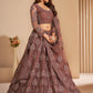 Cinnamon Brown Heavy Embroidered Net Lehenga