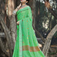 Bay Green Zari Woven Border Linen Saree