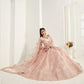 Apricot Peach Heavy Embroidered Net Bridal Lehenga