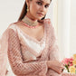 Apricot Peach Heavy Embroidered Net Bridal Lehenga
