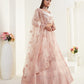 Apricot Peach Heavy Embroidered Net Bridal Lehenga