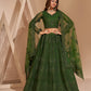 Mehendi Green Heavy Embroidered Net Lehenga