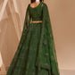 Mehendi Green Heavy Embroidered Net Lehenga