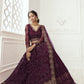 Grape Wine Heavy Embroidered Net Bridal Lehenga