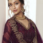 Grape Wine Heavy Embroidered Net Bridal Lehenga