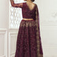 Grape Wine Heavy Embroidered Net Bridal Lehenga
