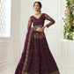 Grape Wine Heavy Embroidered Net Bridal Lehenga