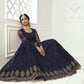 Navy Blue Heavy Embroidered Net Bridal Lehenga