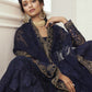 Navy Blue Heavy Embroidered Net Bridal Lehenga