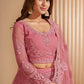 Crepe Pink Heavy Embroidered Net Lehenga