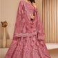 Crepe Pink Heavy Embroidered Net Lehenga