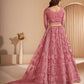 Crepe Pink Heavy Embroidered Net Lehenga
