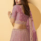 Onion Pink Heavy Embroidered Net Bridal Lehenga