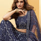 Berry Blue Heavy Mirror & Zarkan Work Designer Net Lehenga