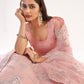 Powder Pink Heavy Embroidered Net Bridal Lehenga