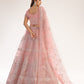 Powder Pink Heavy Embroidered Net Bridal Lehenga