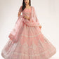 Powder Pink Heavy Embroidered Net Bridal Lehenga
