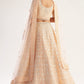 Cantaloupe Peach Heavy Embroidered Net Bridal Lehenga