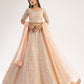 Cantaloupe Peach Heavy Embroidered Net Bridal Lehenga
