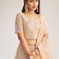Cantaloupe Peach Heavy Embroidered Net Bridal Lehenga
