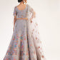 Dusky Lavendar Heavy Embroidered Net Bridal Lehenga