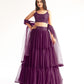Sangria Magenta Georgette Layered Readymade Lehenga