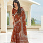 Brick Brown Printed Handloom Cotton Saree