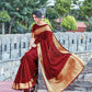 Merlot Red Brocade Woven Organza Saree