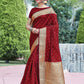 Merlot Red Brocade Woven Organza Saree